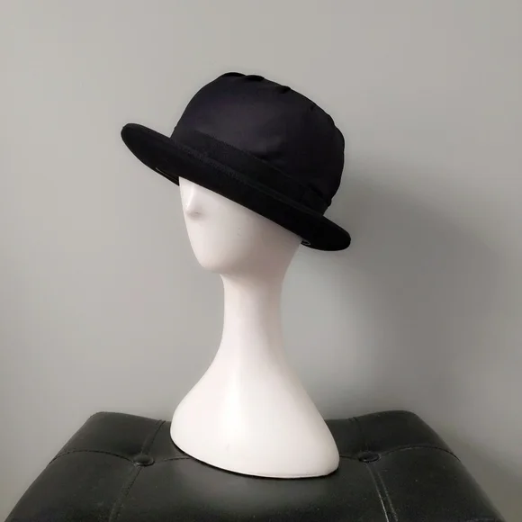 Rare Vintage 1990's Emporio Armani Italy Archival Satin Top Wool Hard Bowler Hat